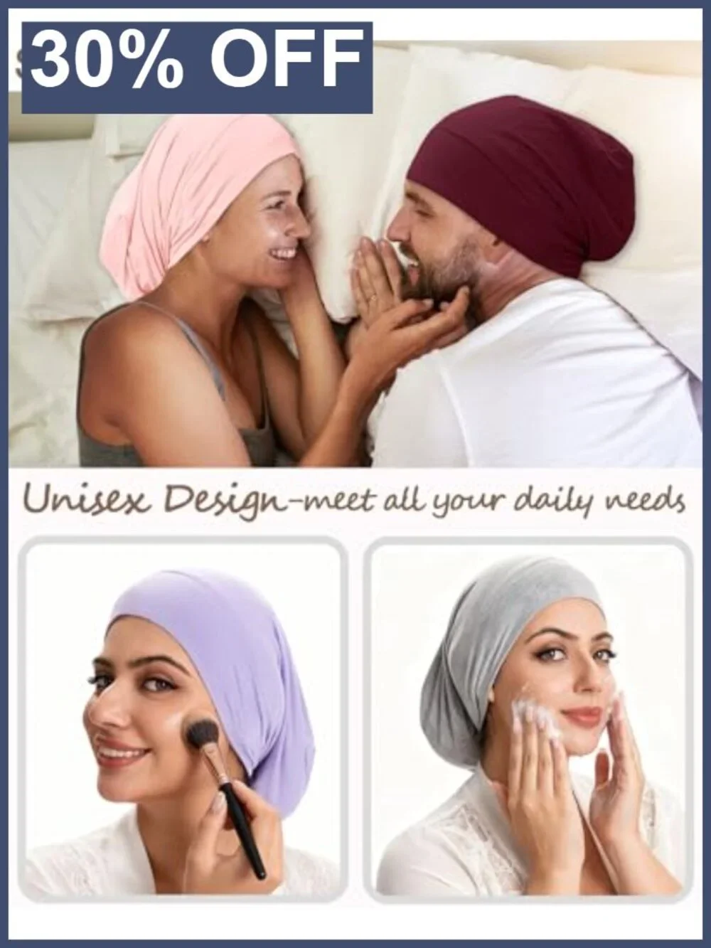 Cooling Viscose Lined Sleep Bonnet for Women Adjustable Hair Wrap
